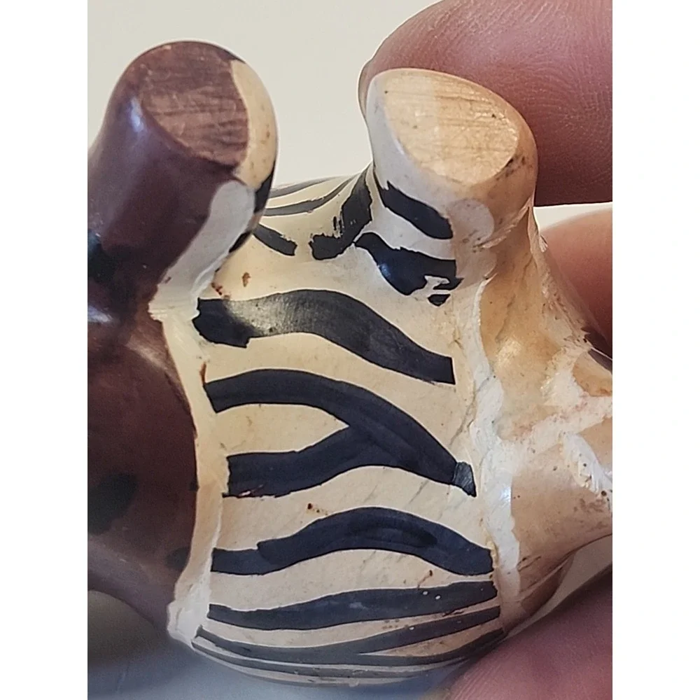 Handcarved‎ Soapstone Elephant Figurine  Handpainted Safari Patchwork 2.25